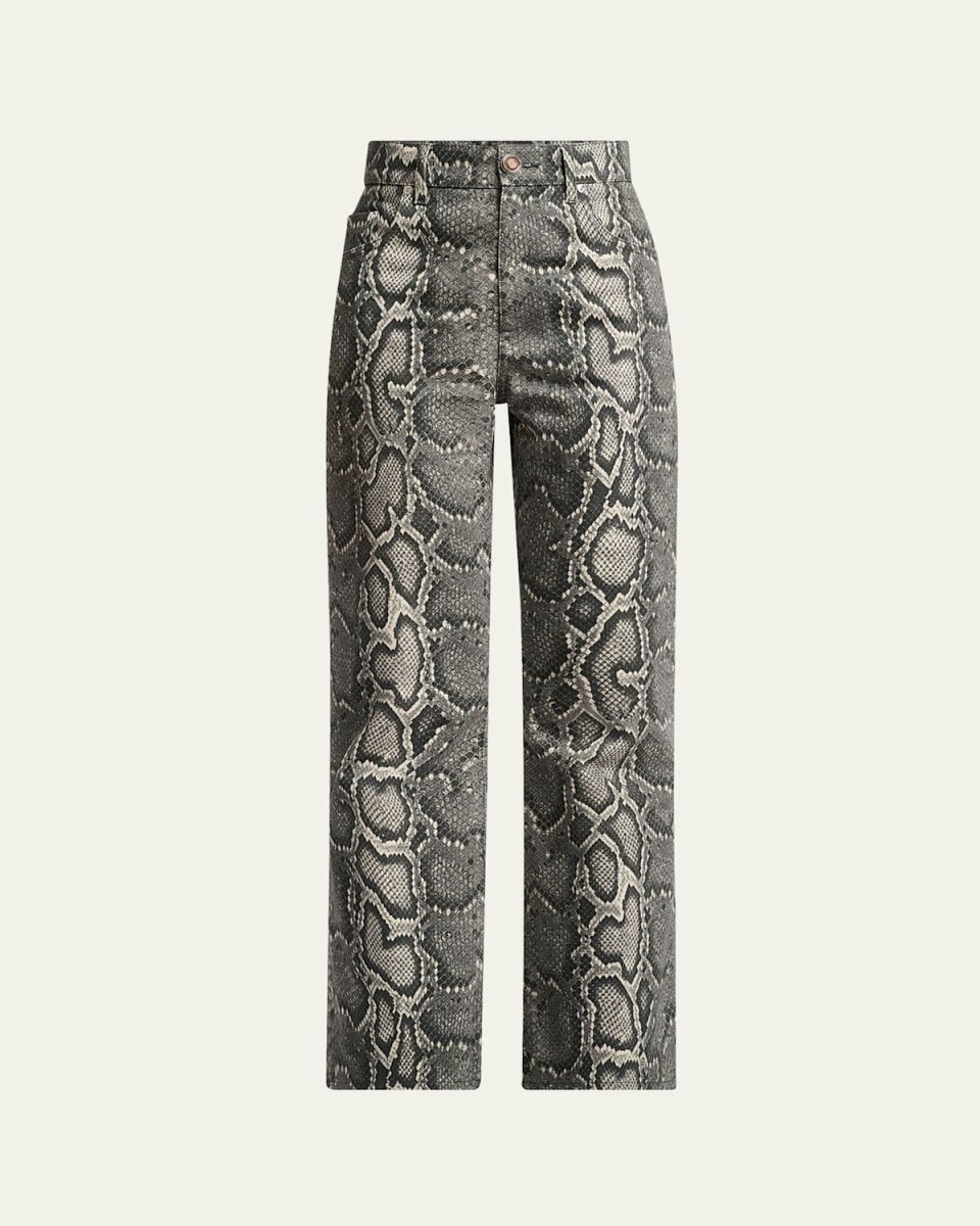 Ezra Snake-Print Bootcut Ankle Jeans